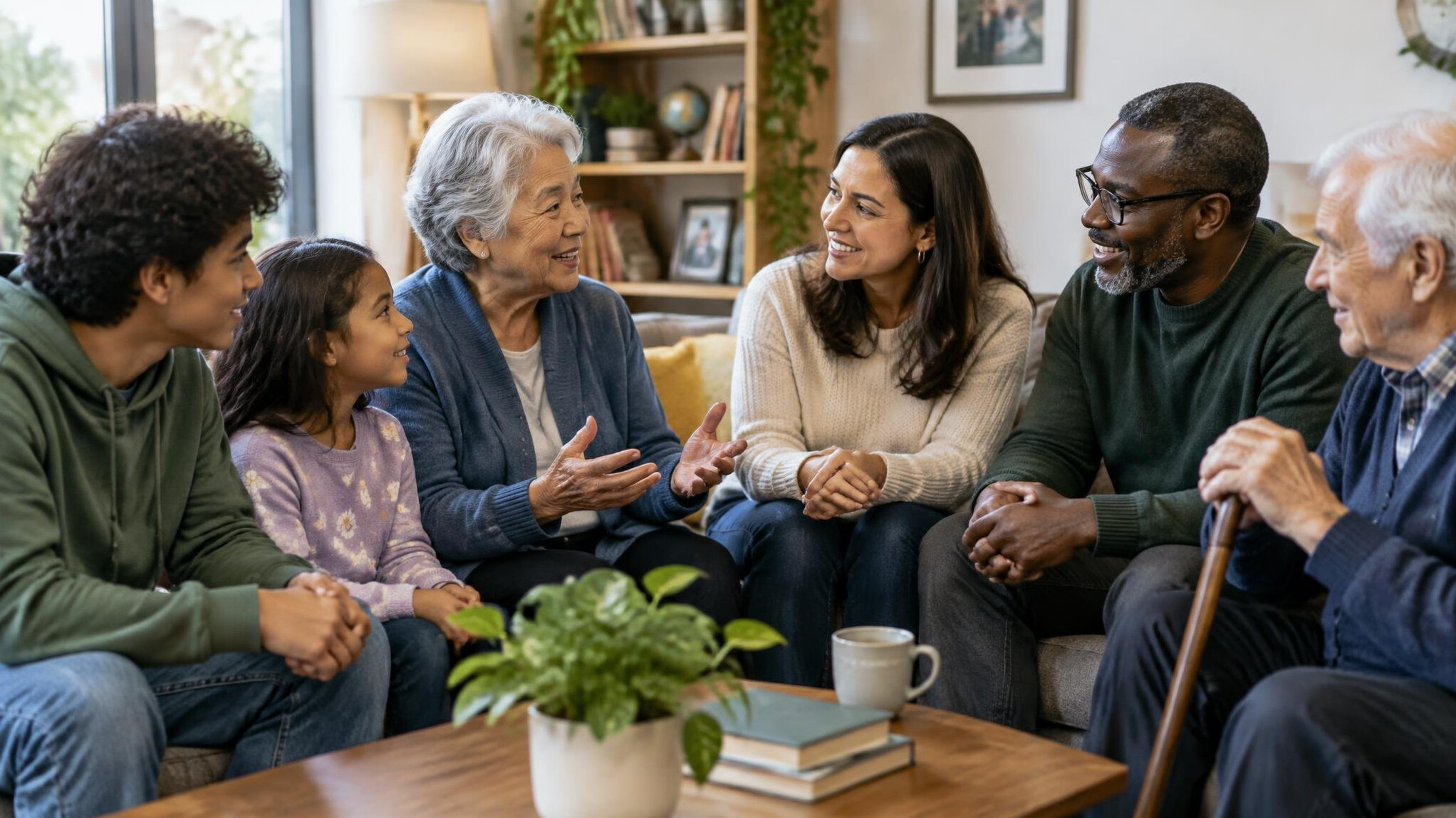 diverse generations talking