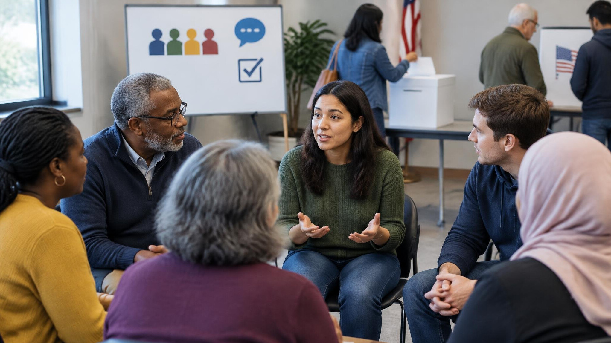 group of people in discussion