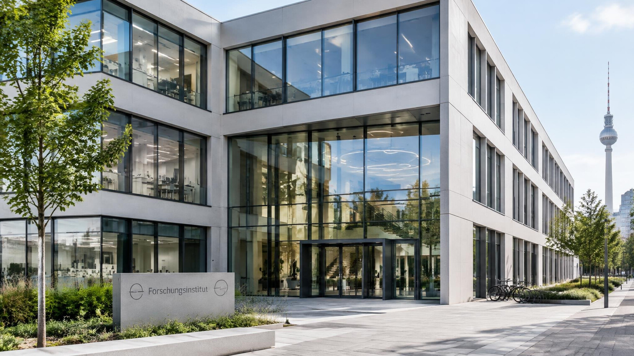 Modern research institute office building facade in Berlin